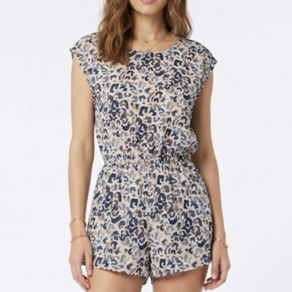 Show Me Your Mumu Animal Print Romper Sleeveless Elastic Waist Leopard Size M